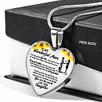 From Daughter To My Wonderful Mom I Am Because You Are So Much Of Me Sunflower Luxury Heart Pendant Necklace - Heart Luxury Necklace (Silver)