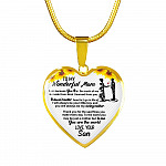 From Son To My Wonderful Mom I Am Because You Are So Much Of Me Sunflower Luxury Heart Pendant Necklace - Heart Luxury Necklace (Gold Plated)