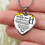 From Son To My Wonderful Mom I Am Because You Are So Much Of Me Sunflower Luxury Heart Pendant Necklace - Heart Luxury Necklace (Silver)