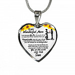 From Son To My Wonderful Mom I Am Because You Are So Much Of Me Sunflower Luxury Heart Pendant Necklace - Heart Luxury Necklace (Silver)