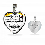 From Son To My Wonderful Mom I Am Because You Are So Much Of Me Sunflower Luxury Heart Pendant Necklace - Heart Luxury Necklace (Silver)