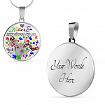 Mother And Son Best Friends for Life - Autism Awareness Gift Circle Pendant Necklace - Circle Luxury Necklace (Silver)
