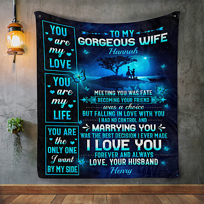 Personalized To My Gorgeous Wife Meeting You Was Fate Becoming You Friend Was A Choice Fleece Blanket - Sherpa Blanket