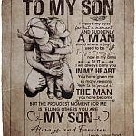 Dad to My Son Blanket, White, Cozy Plush Fleece Blanket - 50x60