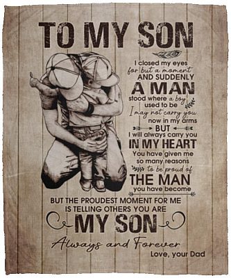 Dad to My Son Blanket, White, Cozy Plush Fleece Blanket - 50x60