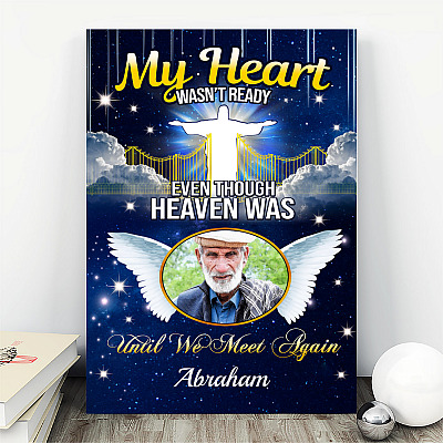 Alternative view of My Heart Wasn't Ready Personalized Photo Name Memorial Gallery Wrapped Framed Canvas Prints - Unframed Poster
