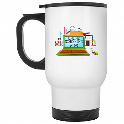 14 oz. White Travel Mug