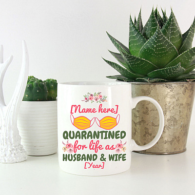 Alternative view of Personalized Quarantined Wedding for Life as Husband and Wife Coffee Mug - Water Bottle
