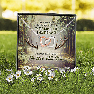 As We Continue to Change with Age There Is One Thing I Never Change Interlocking Hearts Pendant Necklace