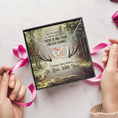 Alternative view of As We Continue to Change with Age There Is One Thing I Never Change Interlocking Hearts Pendant Necklace