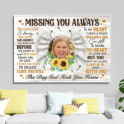 Alternative view of Personalized Photo Missing You Always You Never Said I'm Leaving You Never Said Goodbye Memorial Framed Canvas