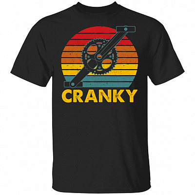 Vintage Cranky Shirt - Retro Bicycle Crank Shirt - Cycling Lover Gifts - Retro Style T-Shirt For Cyclist, Black, Unisex T-Shirt