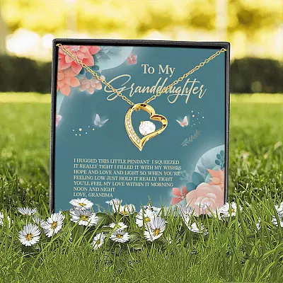 Alternative view of Grandma To My Granddaughter I Hugged This Little Pendant I Squeezed It Tight Forever Love Pendant Necklace