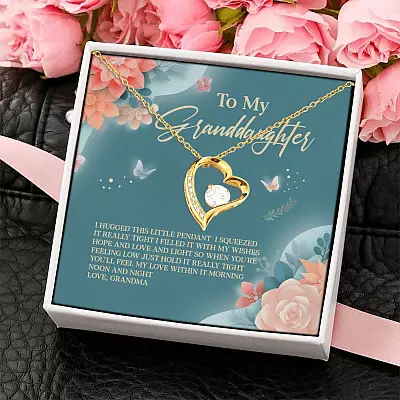 Grandma To My Granddaughter I Hugged This Little Pendant I Squeezed It Tight Forever Love Pendant Necklace