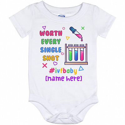 Personalized Shot, White, Baby Onesie - 12 Month