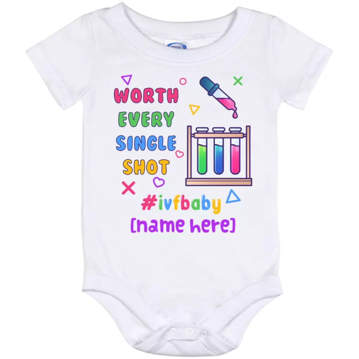 Personalized Shot, White, Baby Onesie - 12 Month
