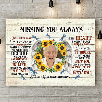 Alternative view of Personalized Photo Missing You Always You Never Said I'm Leaving Memorial Framed Canvas Prints - Unframed Poster