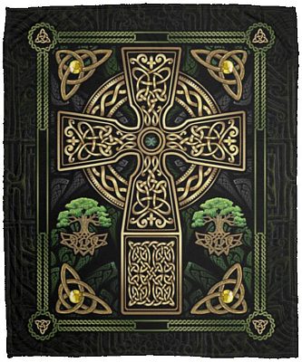 Celtic Blanket, White, Cozy Plush Fleece Blanket - 50x60