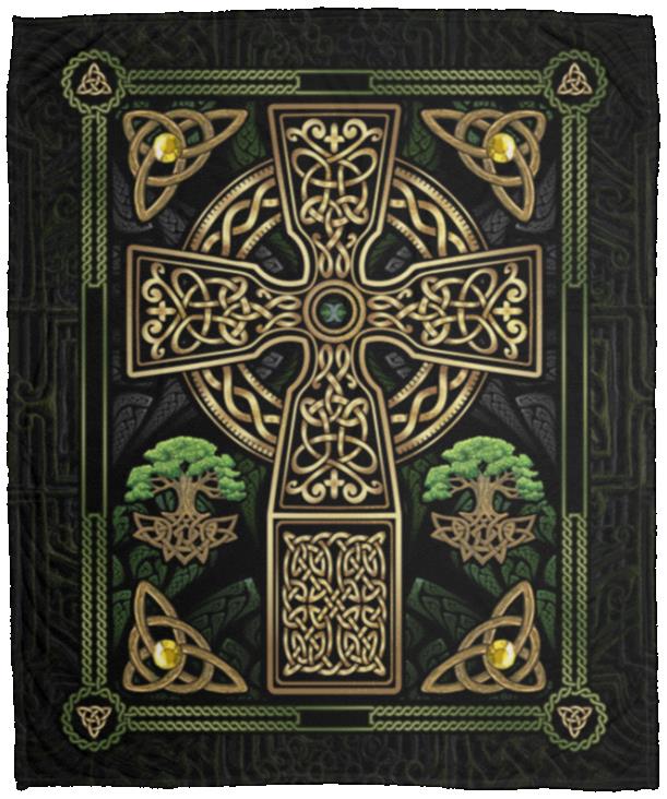 Celtic Blanket, White, Cozy Plush Fleece Blanket - 50x60