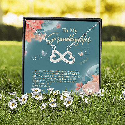 Alternative view of Grandma To My Granddaughter I Hugged This Little Pendant I Squeezed It Tight Infinity Heart Pendant Necklace