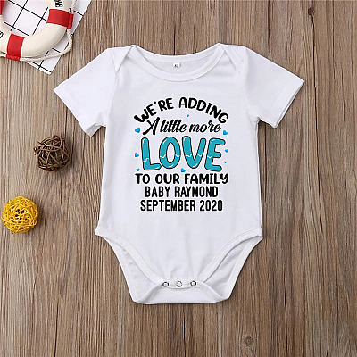 Alternative view of Personalized a Little More Love Cute Pregnancy Announcements Baby Onesie - Toddler Baby Infant Bodysuit
