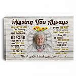 Missing You Always Memorial Personalized Photo Name Gallery Wrapped Framed Canvas Prints - Unframed Poster, White, 0.75'' Framed Canvas