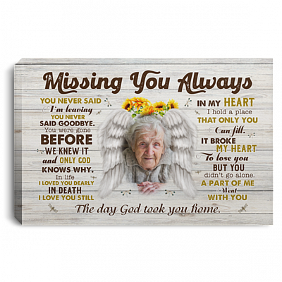 Missing You Always Memorial Personalized Photo Name Gallery Wrapped Framed Canvas Prints - Unframed Poster, White, 0.75'' Framed Canvas