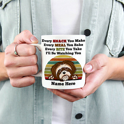 Alternative view of Personalized Every Snack You Make Shih Tzu Vintage Coffee Mug- Beer Stein - Water Bottle - Color Changing Mug