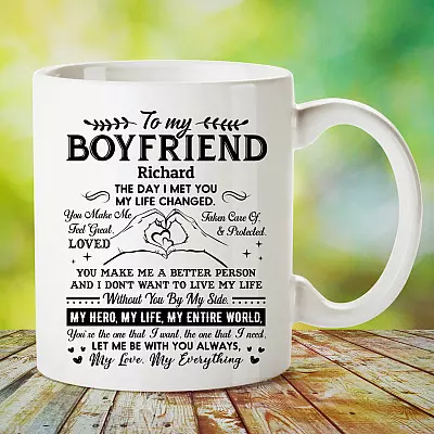 Personalized To My Boyfriend The Day I Met You My Life Changed Ceramic Coffee Mug - Beer Stein - Water Bottle