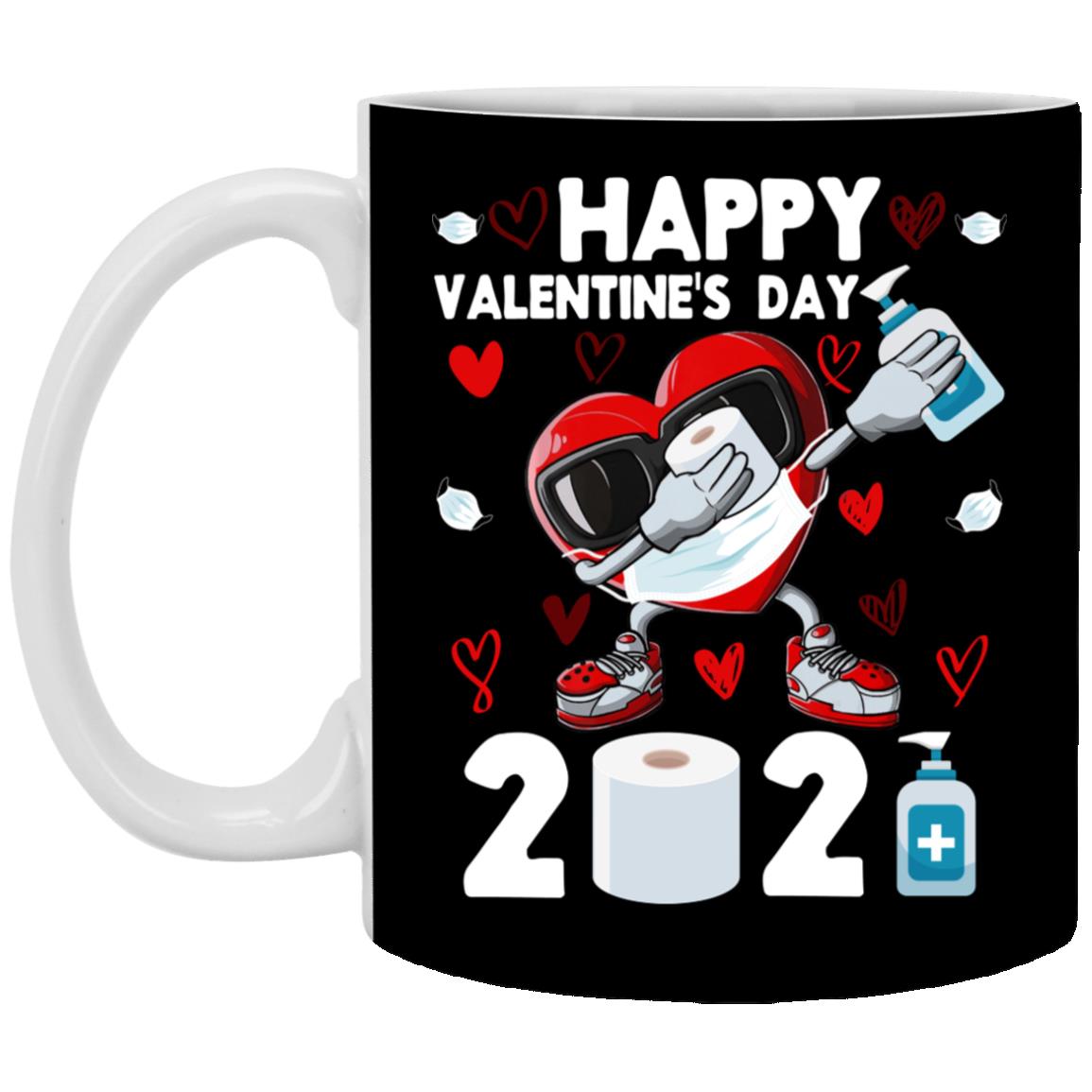Happy Valentine's Day 2021, Black, 11 oz. White Mug