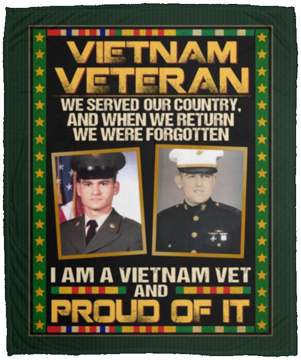 Personalized Photo Vietnam Veteran, White, Cozy Plush Fleece Blanket - 50x60