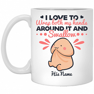 Personalized I Love to Wrap Bot Mug, White, 11 oz. White Mug