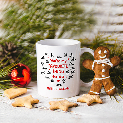 Alternative view of Personalized You Are My Favorite Thing to Do Naughty Adults Gift for Him Ceramic Coffee Mug