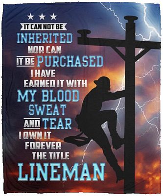 Lineman It Can Not Be Inherited, White, Cozy Plush Fleece Blanket - 50x60