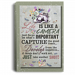 Life Is Like a Camera Just Focus on What's Important Vintage Gallery Wrapped Framed Canvas Prints - Unframed Poster, White, 0.75'' Framed Canvas