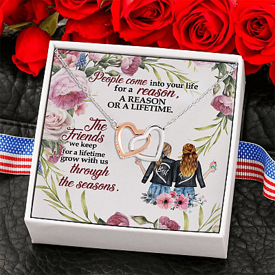 The Friend We Keep For A Lifetime Interlocking Hearts Pendant Necklace