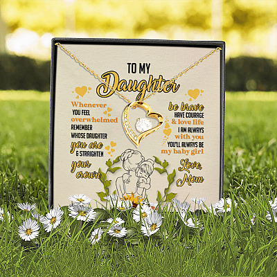 Sunflower To My Daughter You'll Always Be My Baby Girl Love Mom Forever Love Necklace