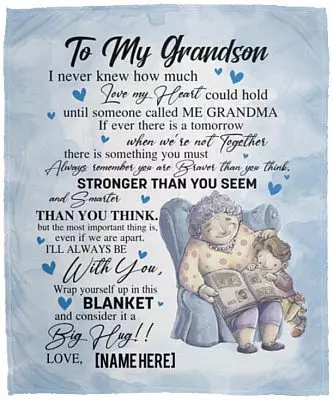 Personalized Grandson Blanket, White, Cozy Plush Fleece Blanket - 50x60