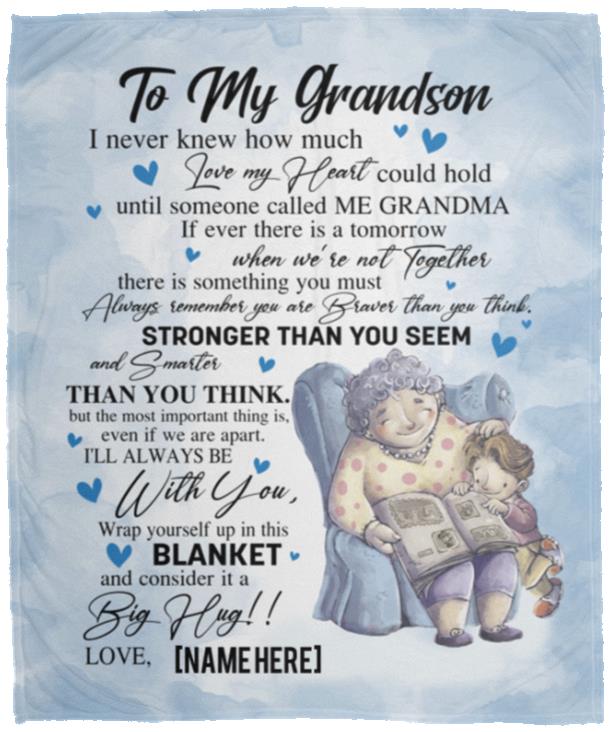 Personalized Grandson Blanket, White, Cozy Plush Fleece Blanket - 50x60 Personalized Grandson Blanket, White, Cozy Plush Fleece Blanket - 50x60