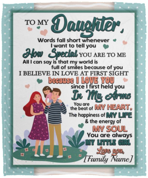Personalized Daughter Blanket, White, Cozy Plush Fleece Blanket - 50x60 Personalized Daughter Blanket, White, Cozy Plush Fleece Blanket - 50x60