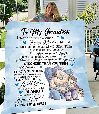 Alternative view of Personalized to My Grandson You Are Stronger Than You Think Fleece Blanket - Sherpa Blanket - Woven Blanket