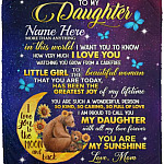 Personalized to Daughter Bear, White, Cozy Plush Fleece Blanket - 50x60
