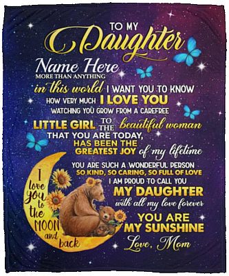 Personalized to Daughter Bear, White, Cozy Plush Fleece Blanket - 50x60