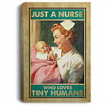 Just A Nurse Who Loves Tiny Humans Framed Canvas - Unframed Poster - Nurse Home Decor, White, 0.75'' Framed Canvas