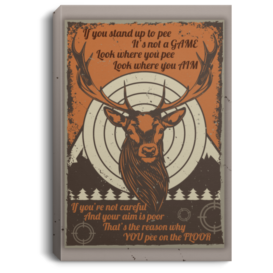 If You Stand Up To Pee It's Not A Game Framed Canvas - Unframed Poster - Funny Toilet Decor, White, 0.75'' Framed Canvas