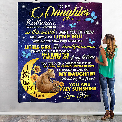 Alternative view of Personalized to Daughter Bear I Am Proud to Call You My Daughter and My Sunshine Fleece Blanket - Mink Sherpa Blanket