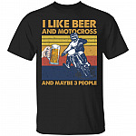 I Like Beer And Motocross And T-Shirt, Black, Unisex T-Shirt