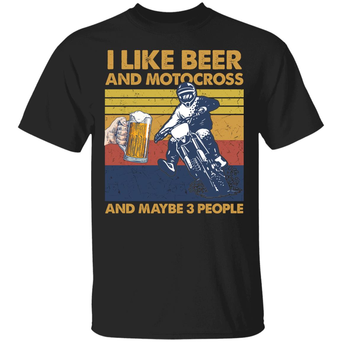 I Like Beer And Motocross And T-Shirt, Black, Unisex T-Shirt