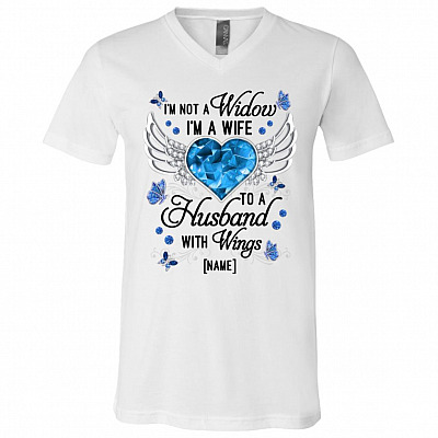 Personalized I'm Not A Widow, White, V-Neck T-Shirt