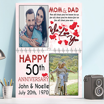 Alternative view of Custom Photo Happy Anniversary Mom and Dad Framed Canvas Prints - Unframed Poster - Home Decor Wall Art